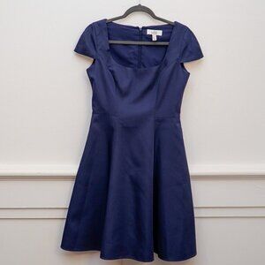 Belle Badgley Mischka Navy Fit & Flare Cocktail Dress – Cap Sleeve, Size 4